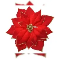 Christmas Decoration 1 Weihnachtsstern Blüte künstlich 24cm mit Clip Christbaumschmuck Kunstblume Weihnachten Christstern Deko Weihnachtsblume Blume Rot Gold