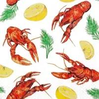 Home Fashion , Crawfish, Lunch-Servietten aufgefaltetes Maß 33 cm x 33 cm, im Viertelfalz, 20 Stück pro Packung