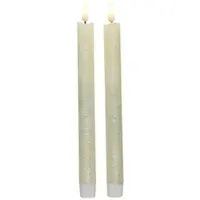 MARELIDA LED Stabkerzen Tafelkerzen Dinner Spitzkerzen rustikal 25cm creme 2St