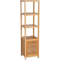 HOMCOM Badschrank Badezimmerschrank mit 3 offenen Fächern für Badezimmer, Natur
