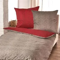 TRAUMSCHLAF Mako-Satin Wendebettwäsche Texture Kissenbezug einzeln 40x80 cm | rot - rot