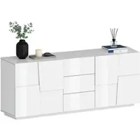 Dmora Astel - Sideboard, 220x44x86h cm Weiß, 2 Regalböden Made in Italy