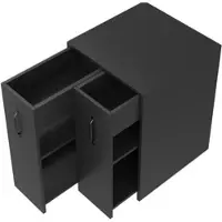 OKWISH Sideboard aus Spanplatte schwarz 52x50x75 cm, mobil mit 8 Rollen und beidseitig montierbaren Auszugselementen