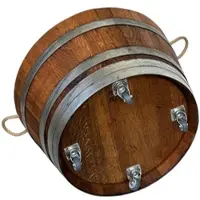 Temesso D 70cm - Halbiertes Weinfass als Miniteich - D70cm H40 100L Inhalt geölt mit Rollen und Schlaufen