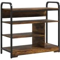 OKWISH Schuhregal Metall Braun 70x30x65 cm, 4 Ebenen mit hohem Seitenfach für bis zu 11 Paar