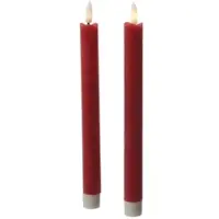 MARELIDA LED Stabkerzen Tafelkerzen Dinner Spitzkerzen rustikal 24,5cm rot 2St