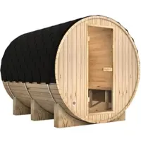 DELUKE Fasssauna Outdoor mit Elektroofen PIET - für 6 Personen, inkl. Saunazubehör | Außensauna Gartensauna Saunafass | Mit externer Montage