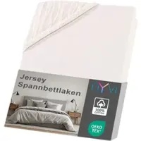 NYVI Jersey Spannbettlaken DreamScience für Matratzen bis 22 cm Höhe - Weich & Anschmiegsam, Rundumgummizug, Bügelfrei 90x200 - 100x200 cm natur