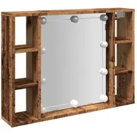 Verona - Wandspiegelschrank mit LED-Beleuchtung 76 x 15 x 55 cm modernes Design Badezimmer Altholz 02_0050998