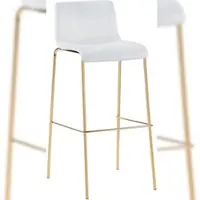 Décoshop26 - Barhocker x1 in cremefarbenem Samt mit vierbeinigem goldfarbenem Metallgestell schicker und moderner Stil 10_0005828