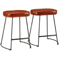 Décoshop26 - Set aus 2 Barhockern 53 cm hoch Metallgestell mit braunem PVC-Bezug DEC029766