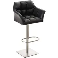 Décoshop26 - Verstellbarer Barhocker x1 in schwarzem Kunstleder mit gepolsterter umlaufender Sitzfläche und quadratischem 10_0006162