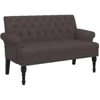 Décoshop26 - Bank mit gepolsterter Rückenlehne und Armlehnen 120 x 62 x 75,5 cm dunkelbrauner Stoff DEC024654 DEC024654