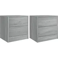 Décoshop26 -Set aus 2 Nachttischen mit je zwei Schubladen 40 x 30 x 40 cm Holzwerkstoff grau DEC035661