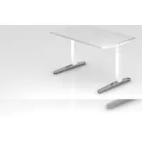 Proregal - Büromöbel mit top Leistungsdaten Schreibtisch Mika | Weiß | Weißes Gestell poliert | BxT 120x80cm | Arbeitshöhe 65-85cm | höhenjustierbar, 1cm Raster | C-Fuß-Gestell | Rechteckform