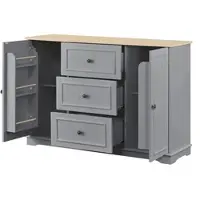 STILVORA Sideboard MDF Grau 126x40x86 cm mit 3 Schubladen und verstellbaren Böden