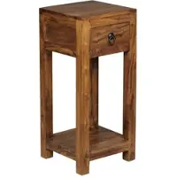 KADIMA DESIGN Massivholz Beistelltisch Sheesham, mit Ablage und Schublade - Handgefertigt. 30x30x68 cm |
