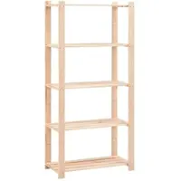 Helloshop26 - 5-stöckiges Aufbewahrungsregal 80 x 38 x 170 cm Kiefernholz massiv 250 kg beige 02_0045713