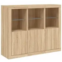 Helloshop26 - Buffet Sideboard Kommode Kleiderschrank Aufbewahrungsmöbel Organizer für Küche Wohnzimmer Lounge mit LED-Beleuchtung 02_0037216