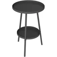 Outsunny Runder Gartentisch mit zwei Ebenen und erhöhten Rändern, untere Ablage für den Außen- und Innenbereich, Ø 32 x 51 cm, schwarz