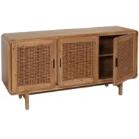 Décoshop26 - Dreitüriges Sideboard mit 4 Staufächern aus Rattan und Akazienholz 82 x 160 x 45 cm 04_0005996