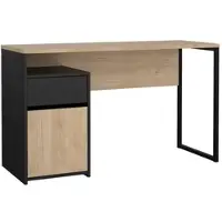 Wellhome - Schreibtisch mit 1 Tür und 1 Schublade in den Farben Matt-Schwarz und Eiche 131 x 49 x 77 cm - Tormes