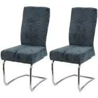 Chefgastro Esszimmerstuhl 2er-Set Gepolstert 105x46x60cm Sitzhöhe 53cm Metall Stoff/Textil Chenille Blau-Grün