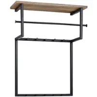 KADIMA DESIGN Wandgarderobe aus Massivholz und Metall, 10 Haken, Kleiderstange, Ablage. 60x26x76 cm |