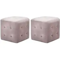 Décoshop26 - Set aus 2 gepolsterten Fußhockern 30 x 30 x 30 cm rosa Samtstoff DEC035620
