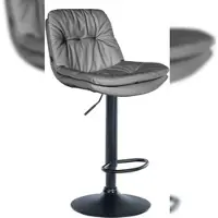 Décoshop26 - Hoher Hocker x1 für Küche und Bar mit weichem grauem Kunstledersitz und schwarzem Metallgestell 10_0005702
