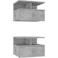 Décoshop26 - Set aus 2 wandmontierten Nachttischen 40 x 31 x 27 cm mit Schublade und Ablage in grauem Holzwerkstoff DEC035996