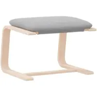 Décoshop26 - Fußhocker/Fußstütze 51 x 41 x 40 cm Gestell aus Birkenholz und grauer Stoff DEC030223