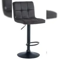 Décoshop26 - Barhocker/Hochstuhl x 1 mit dekorativer Quadratsteppung schwarzem Samtsitz schwarzen Metallbeinen 10_0005334
