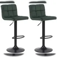 Décoshop26 - Set aus 2 grünen Samt-Barhockern mit Ziernähten und schwarzen Metallbeinen 10_0004145