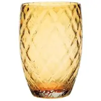 Zafferano Set aus 6 bernsteinfarbenen, mundgeblasenen Glasbechern mit rautenförmigem Design - raffiniert und elegant für einen stilvollen Tisch