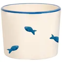 Zafferano Italienische XXL-Trinkgläser im 2er-Set: Handdekoriertes Schablonenmuster mit blauem Fischmotiv, exklusives maritimes Design, Made in Italy