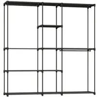 HOMCOM Kleiderschrank offen, 4 Stock Kleiderständer mit 2 Hängefächern für Wohnzimmer, 182 x 43 x 185 cm, Schwarz