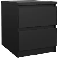 Wellhome - Nachttisch mit 2 Schubladen in der Farbe Matt-Schwarz 41 x 50 x 50 cm - Sil Black