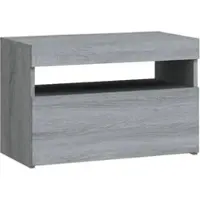 Décoshop26 - Nachttisch mit LED-Beleuchtung Fach mit Tür 60 x 35 x 40 cm graues Holzwerkstoff DEC033199