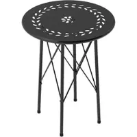 Outsunny Runder Gartentisch aus Stahl mit Blumen- und Blattmuster, verstellbaren Beinen und X-f√∂rmigem Gestell, √ò 40 x 50 cm, schwarz