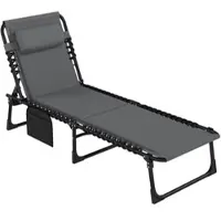 STILVORA Sonnenliege klappbar Polyester Dunkelgrau 68x189x36 cm, 5-fach verstellbar