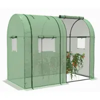 OKWISH Foliengewächshaus Stahl Grün 185x94x150 cm, 2-Kammer-System, UV-beständige PE-Abdeckung, mit Rolltüren und Fenstern