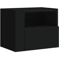 Décoshop26 - Wandmontierter Nachttisch mit Schublade und offenem Fach 45 x 30 x 35 cm schwarzes Holzwerkstoff DEC034317
