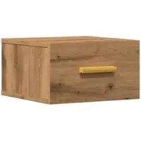 Décoshop26 - Wandmontierter Nachttisch mit Schublade 35 x 35 x 20 cm Holzwerkstoff Eichenfarbe DEC034245