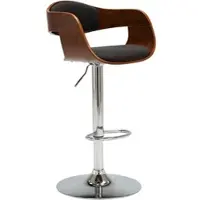 Décoshop26 - Barhocker x1 Hochstuhl aus gebogenem Holz grauer Stoff und Metall DEC029471