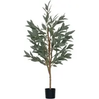 HOMCOM Künstliche Lorbeerpflanze Dekorativer Indoor Baum mit Topf üppige Blätter 150 cm Grün