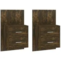 Décoshop26 - 2-teilige wandmontierte Nachttische aus geräucherter brauner Eiche DEC036040