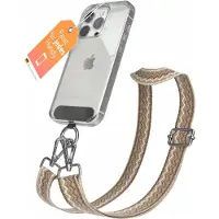 EAZY CASE - Handykette Universal Pad zum Umhängen, kompatibel mit jedem Handy, Kette mit Hülle, Handyband Wave Style in Hellbraun