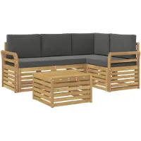 vidaXL Outdoor-Sofagarnitur 5 Stk. Weiß und Anthrazit Polyester