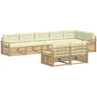 vidaXL Outdoor-Sofagarnitur 8 Stk. Weiß und Creme Polyester